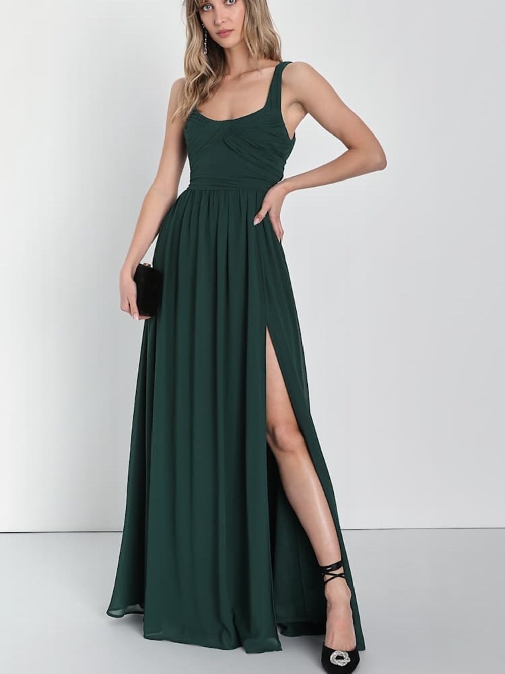 NWT Lulus Sensational Moment Emerald Green Pleated Maxi Dress